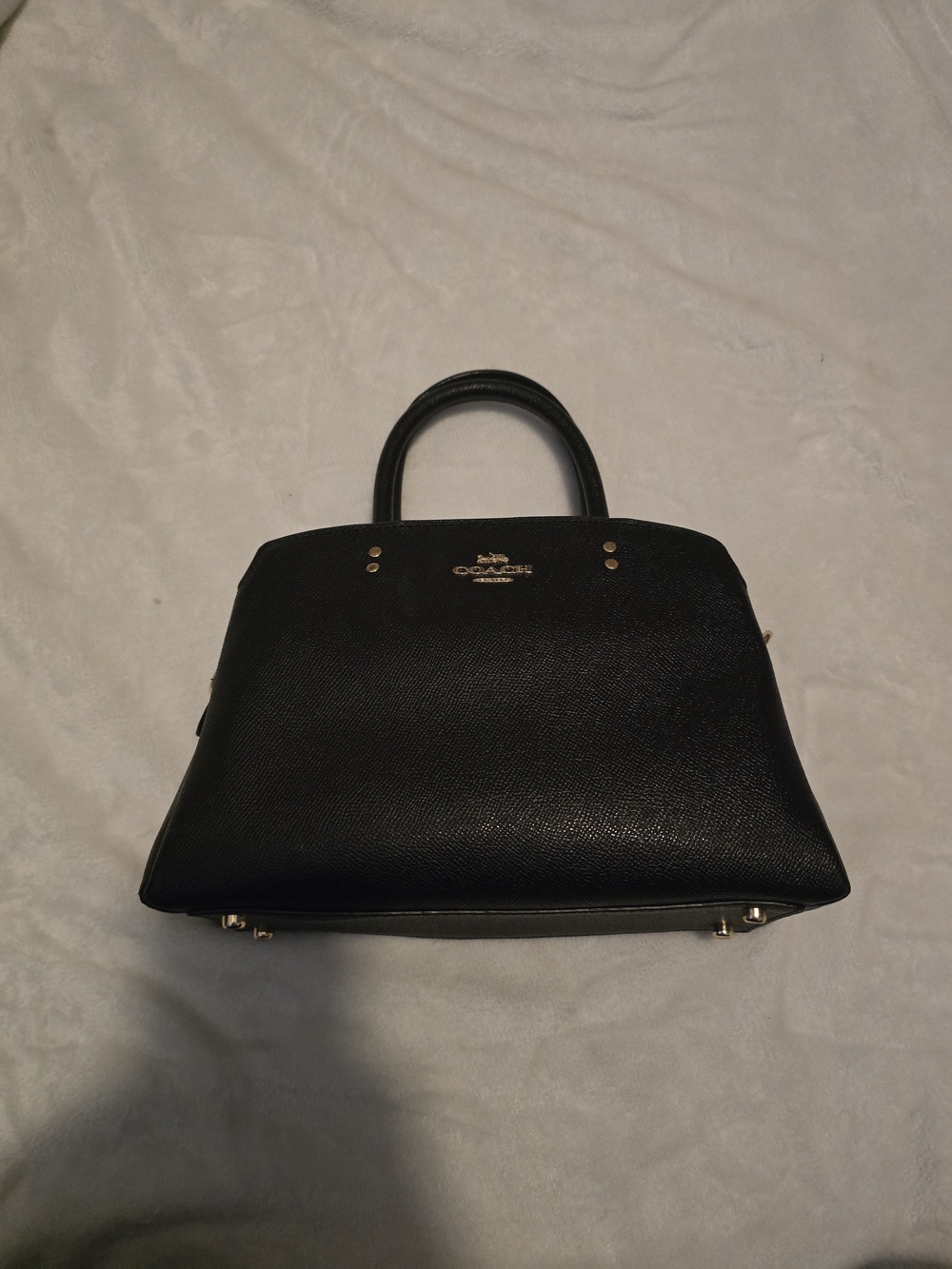 Coach Black Leather Dome Satchel - Signature Logo